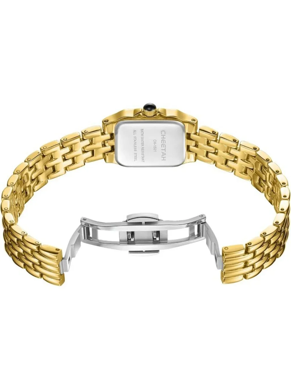 Cheetah Women Gold And White Rectangular Roman Dial Small Vintage Bracelet Watch